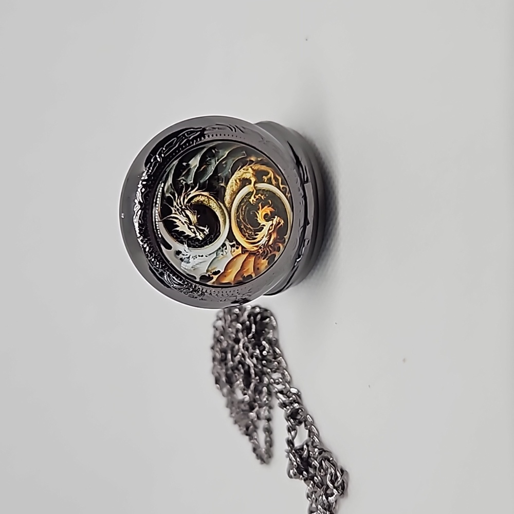 Watch necklace. New with tags yin and yang dragon on case